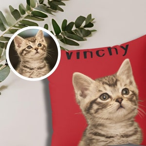 Personalized Pet Pillow | Custom Cat/Dog Photo | Custom Name | Photo Pillow for Pet Lovers Pillows Cases Cat Picture Pillow Pet