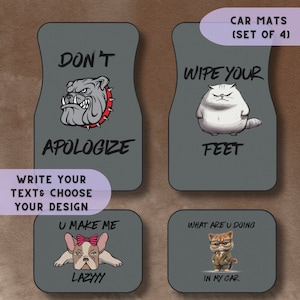 Personalized CUSTOM Car Mats Set of 4 Car mats full set Car mats for men Car mats gift Car Mats for teens Car mats for Her Car Floor Mats