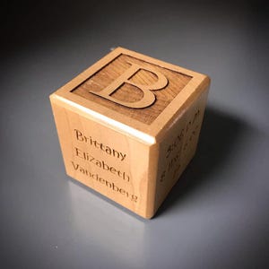 Personalized Engraved Baby Block – Custom Wooden Keepsake for Newborns, Baby Shower Gift, Nursery Décor, Baby Name Block
