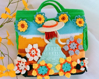 Crochet bag handmade, Crochet bag tote, Unique Gifts for Best Friend, Mobile Phone Bag, Tote Bag, School Bag, Unique Gifts for Mom, Gifts