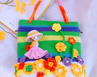 Crochet Bag Tote, Crochet Bag, Clown Crossbody Mobile Phone Bag, Knitted Phone Bag, Crocheted Gift, Unique Gifts for Best Friend, Gifts