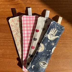 Marcador de tela; marcador colorido; regalo libresco; accesorios de libros hechos a mano