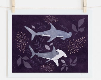 Two Hammerheads print