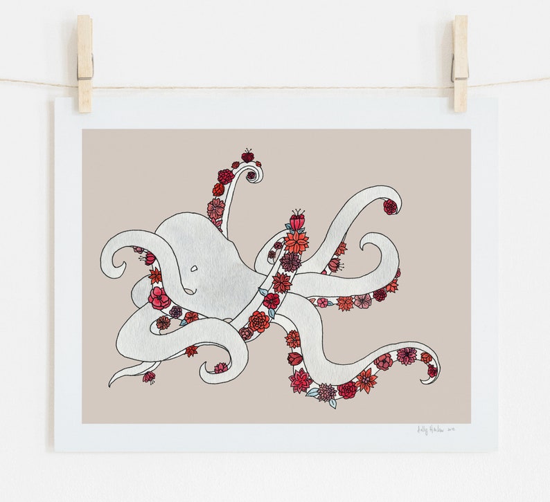 Octopus print A Crawling Garden unframed image 1