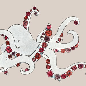 Octopus print A Crawling Garden unframed image 2