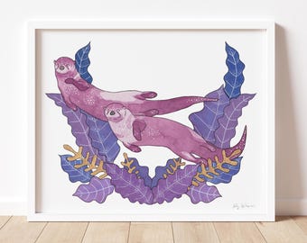 Magenta Otters print