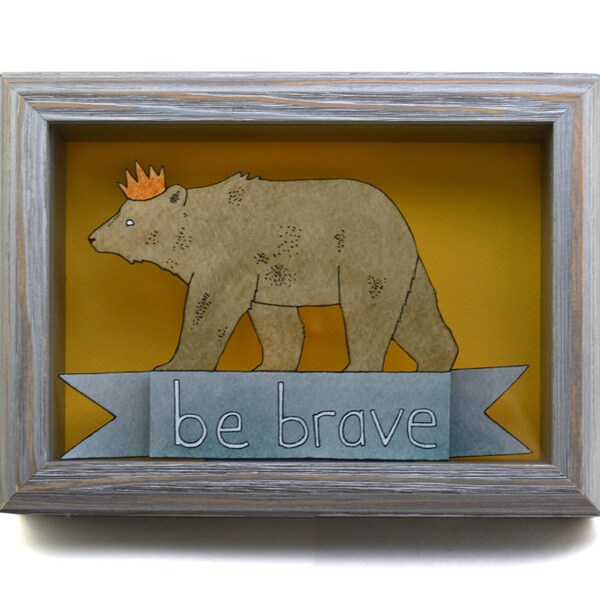 Be Brave scatola d'ombra stampata- MADE TO ORDER!