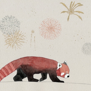 Red Panda Fireworks print