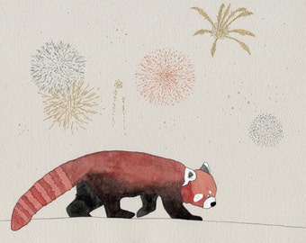 Red Panda Fireworks print
