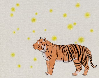 Tiger and Fireflies print