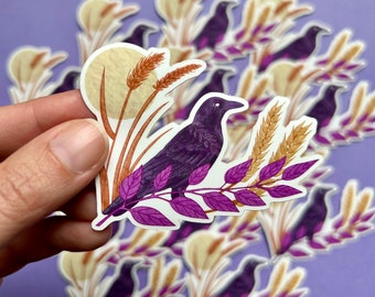 Crow and Moon Vinyl Sticker