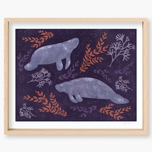 Purple Manatee Print, unframed