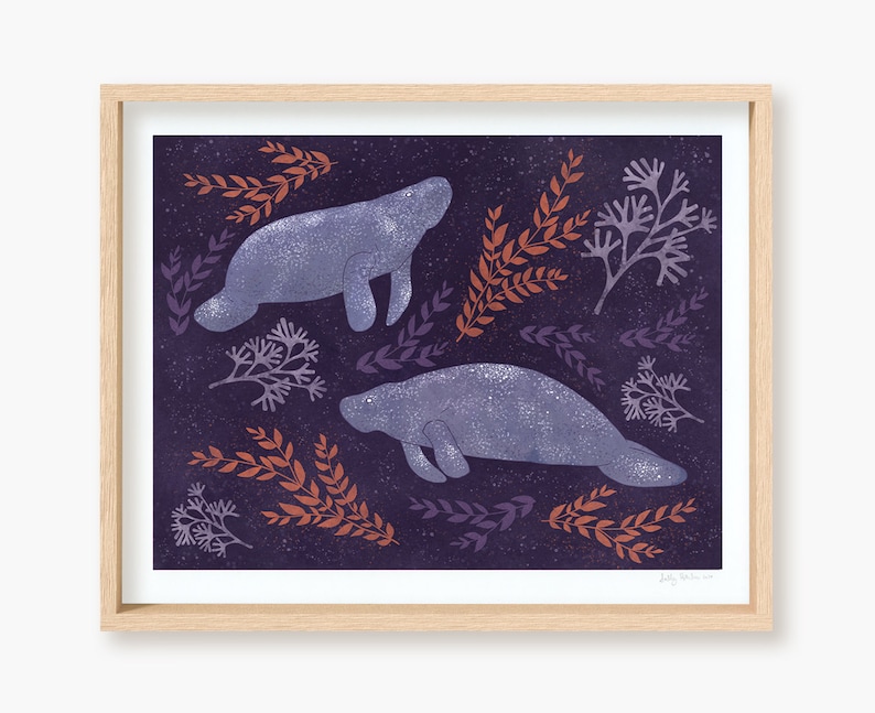 Purple Manatee Print, unframed image 1