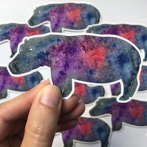 Galaxy Hippo Vinyl Sticker