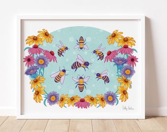 Honeybees Print, unframed