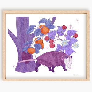 Purple Opossum Print, unframed