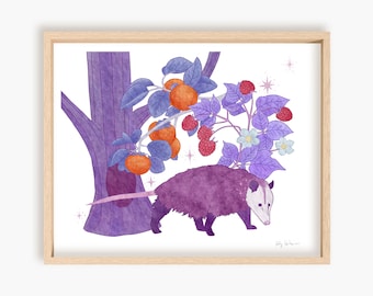 Purple Opossum Print, unframed