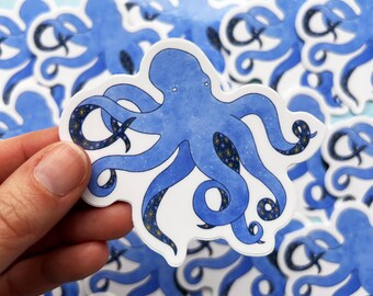 Blue Octopus Vinyl Sticker