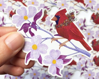 Spring Cardinal Vinyl Sticker