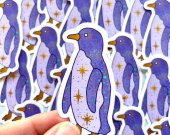 Starry Penguin Vinyl Sticker