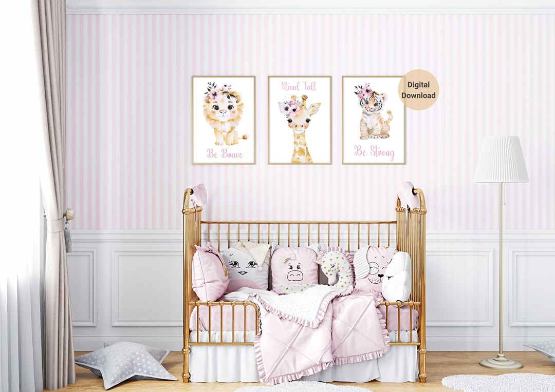 Safari Jungle Animal Nursery Wall Art Set of 3 Nursery Decor Idea Gift ...