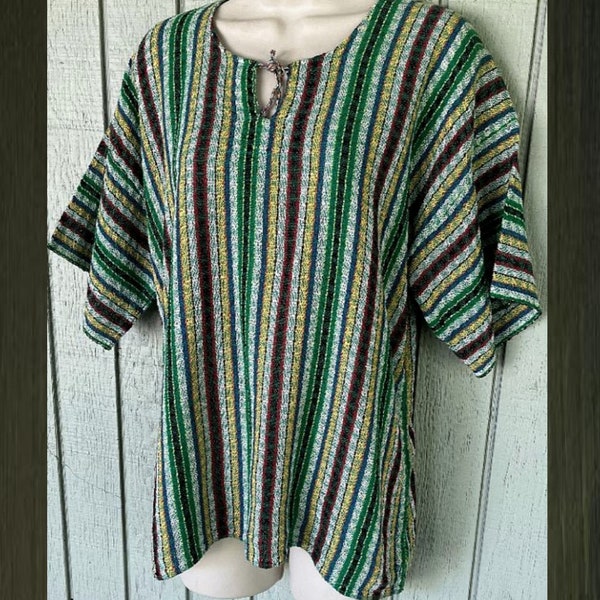 Vintage Boho Guatemala Guatemalan Woven Top Shirt ~ Handwoven Indian Textiles Mexican Surfer Tunic Top