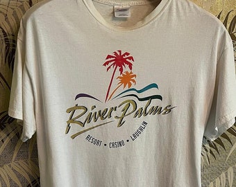 90s Vintage LAUGHLIN Nevada ~ River Palms Resort Casino T-Shirt ~ Distressed Souvenir Tee / Sz XL