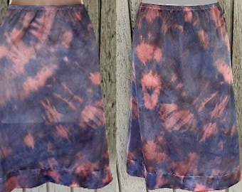Upcycled Tie Dyed Skirt Slip in blue and Pink 27" 28" Waist ~ ooak Zero Waste recycled vintage half slip