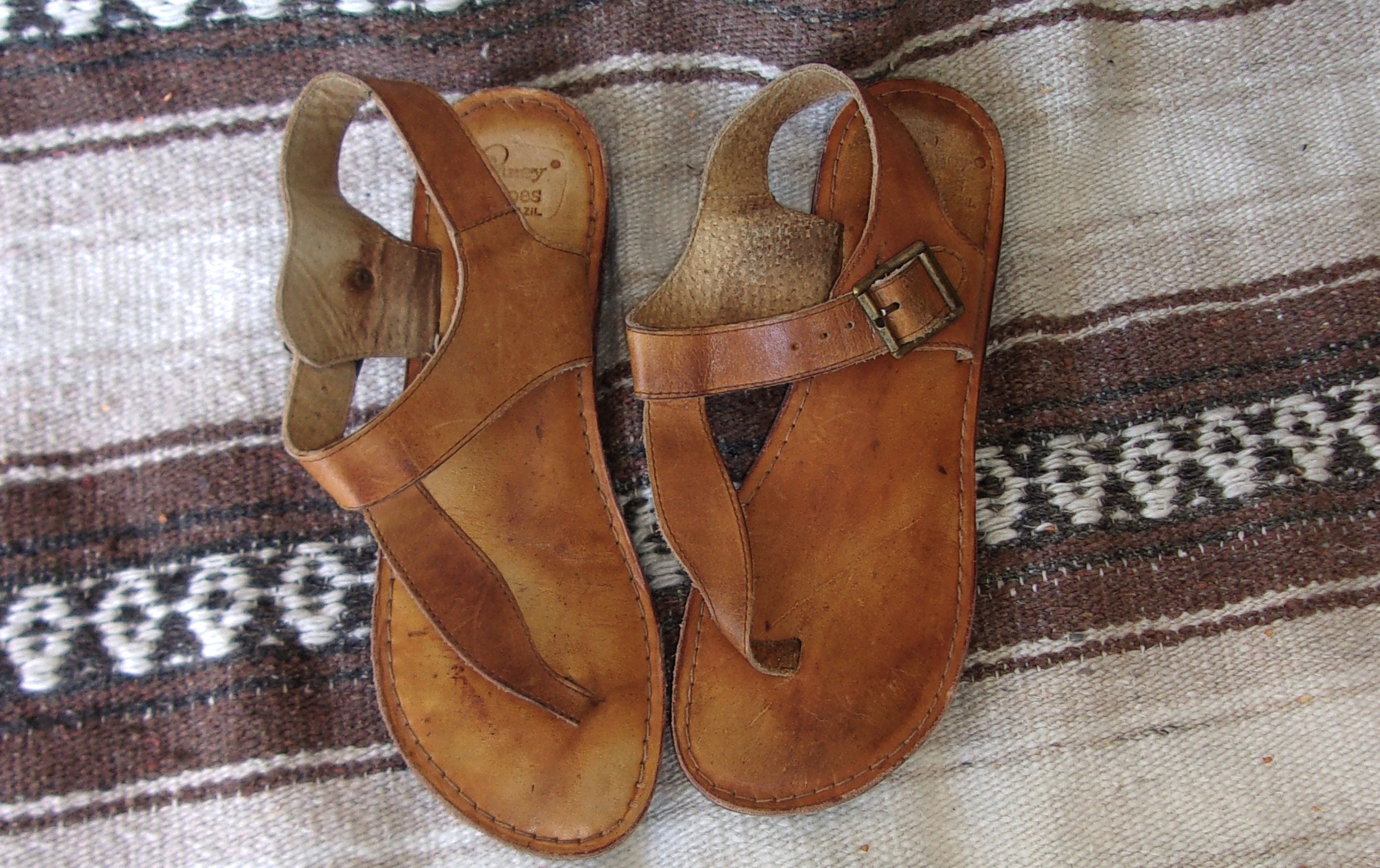  70s  Vintage Caramel Leather  Hippie Boho Shoes  by Kinney 
