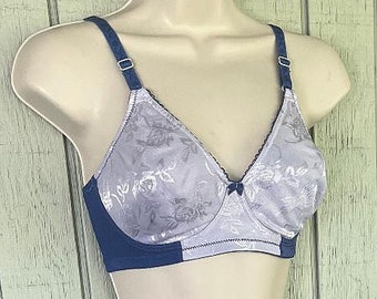 Hand Dyed Vintage Bra ~ Indigo blue dyed // 36B - 36C 36 Bust B to C Cup // Padded Wire Free