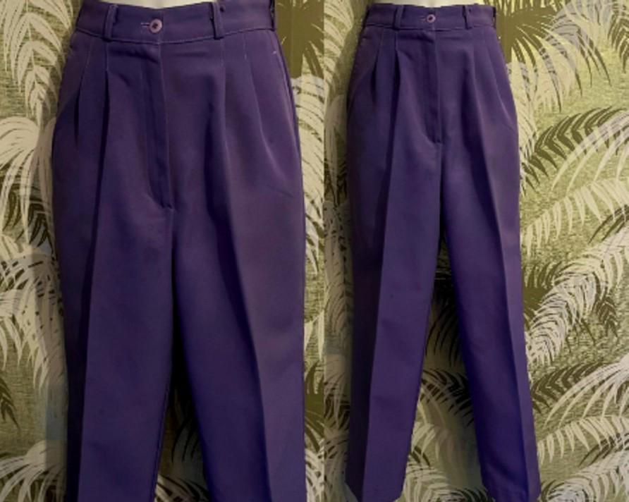 70s Vintage Lavender High Waist Polyester Gabardine Flat Front La Mela PANTS ~ 24" Waist ~ 28.5" Inseam / trousers Slacks ~ Sz 2 ~ XS Ladies