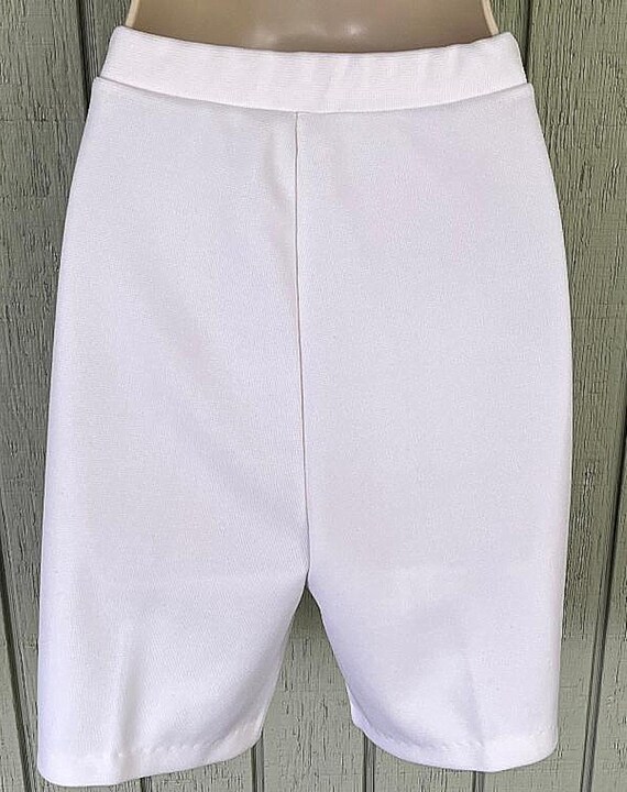 60s Polyester Stretch Waist White Shorts / Size M… - image 3