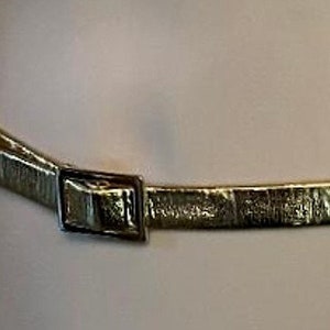 60s Vintage Skinny Belt Metallic Gold Lame Fake Leather Belt ~ Sz Sml 27&quot; 28&quot; Waist