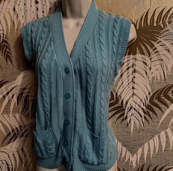 Vintage 70s Kmart Knit Vest - Acrylic Knit button… - image 5