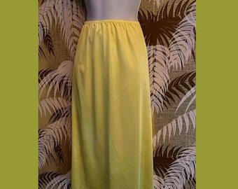 Yellow vintage hand-dyed Skirt Slip ~ Sz XL Midi, Mid-Calf length Half Slip ~ 32" 34" Waist