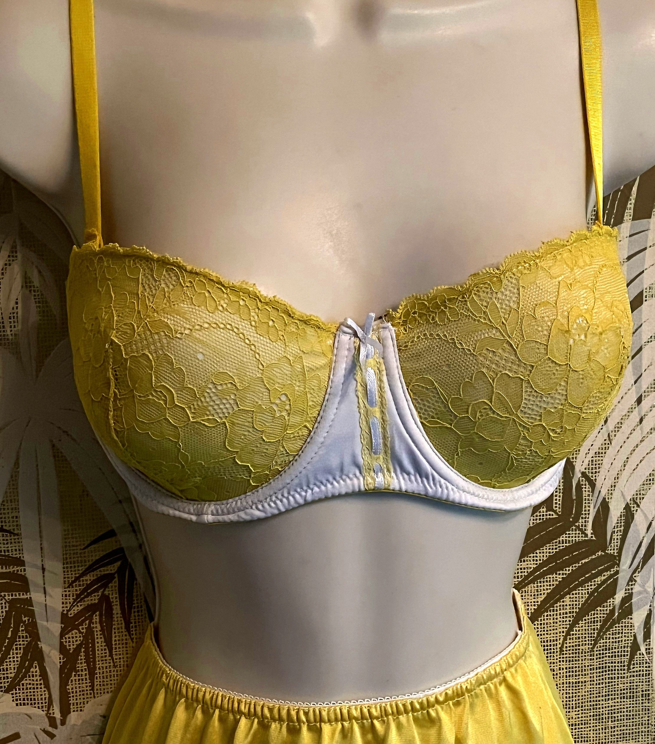 Yellow Satin Bralette Yellow Bralette Yellow Satin Bra Triangle