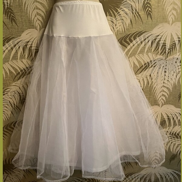 Vintage White Crinoline Skirt Slip ~ Formal Maxi Half Slip / Plus Size 18W ~ 35" 36" 37" Waist