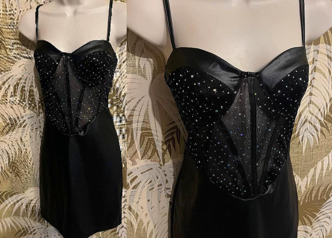 Black Rhinestone Mini Dress - Etsy