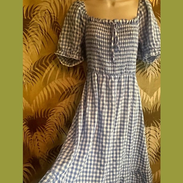 80s Retro Style Cottage-core Midi Maxi Dress - Tie open back country picnic dress / Size XXL - 1X