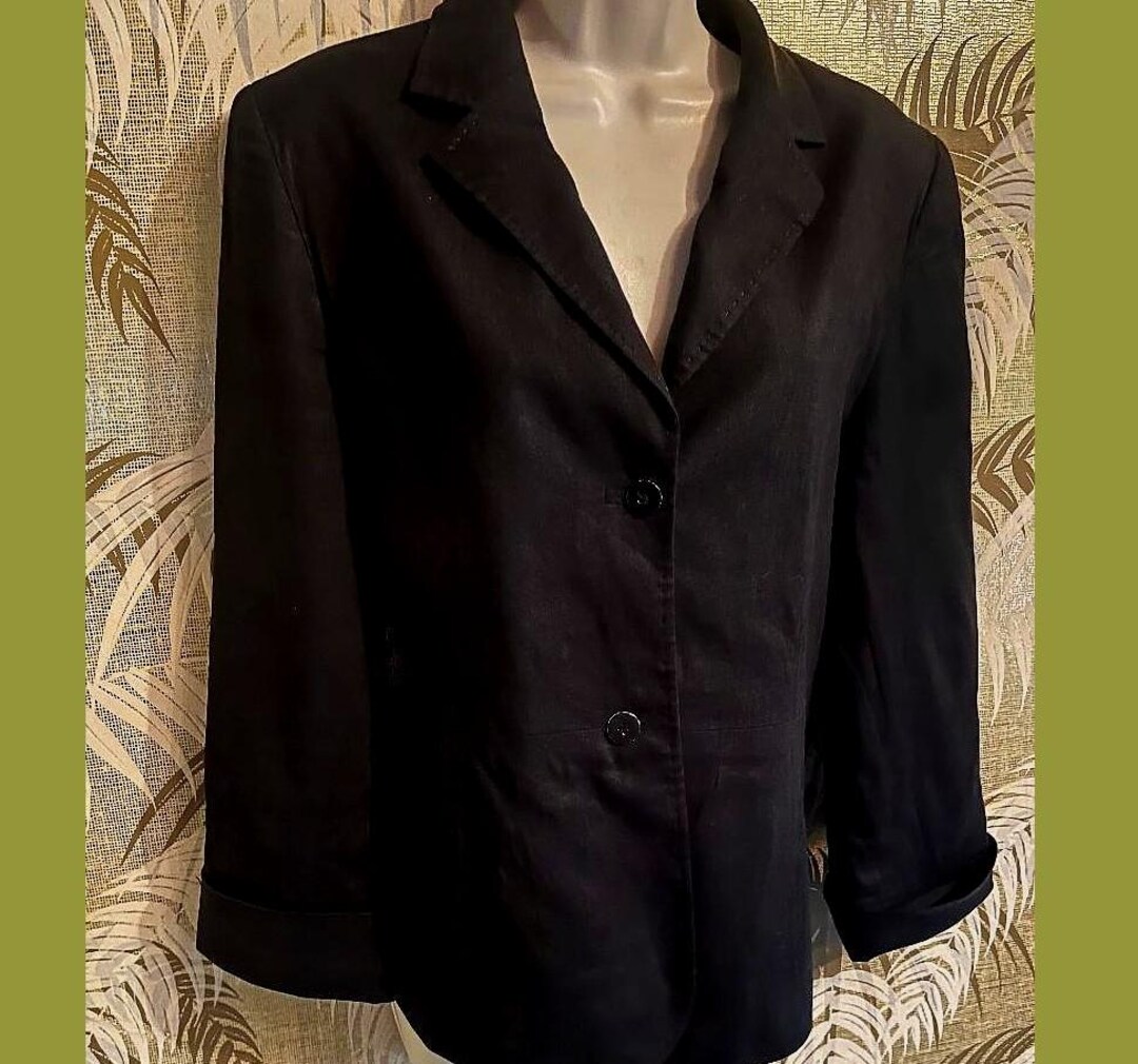 Steven Linens Vintage 100% Linen Valerie Stevens Linen Blazer ~ Long Jacket / Size 8 ...