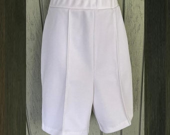 60s Polyester Stretch Waist White Shorts / Size Med - Lge 29" 30" 31" Waist