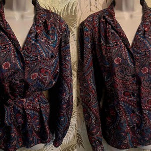 Vintage 80s PYKETTES Paisley Belted Blouse ~ Size 12