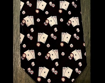 Vintage Lucky Dice Gambler Poker Tie ~ Novelty Necktie by Tango  / Card Shark Gift