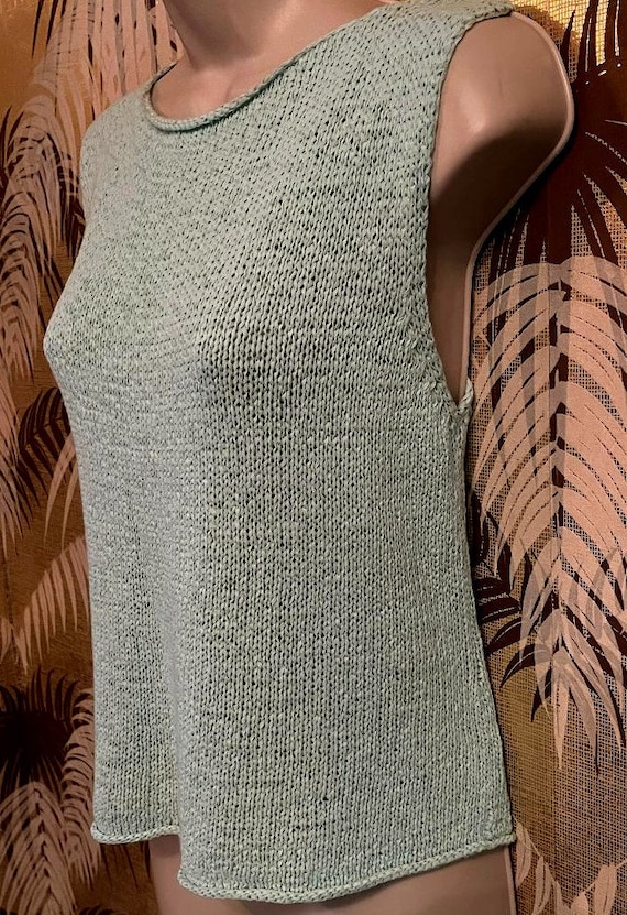 Vtge Eileen Fisher Cotton Knit Sleeveless Shell T… - image 3