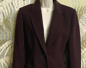 Vintage Kate Hill Cashmere blend Purple Blazer Suit Jacket / Size 2 ~ XS ~ Petite