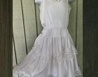 Vintage 60s Girl's Slip ~ Sz 8 Candy Kane by IMERMAN White Petticoat Princess Slip