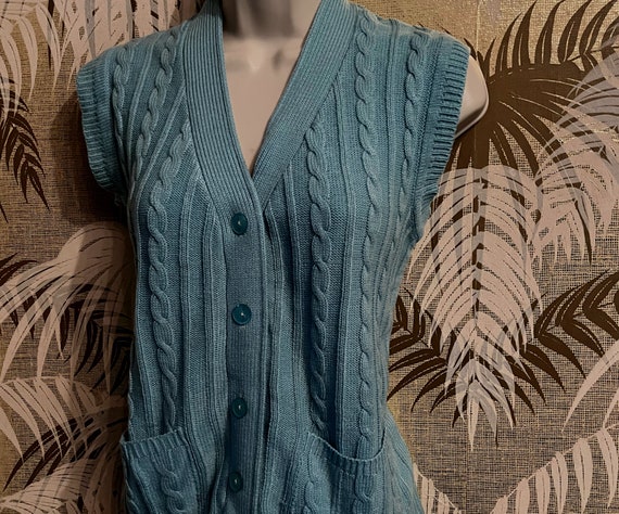 Vintage 70s Kmart Knit Vest - Acrylic Knit button… - image 1