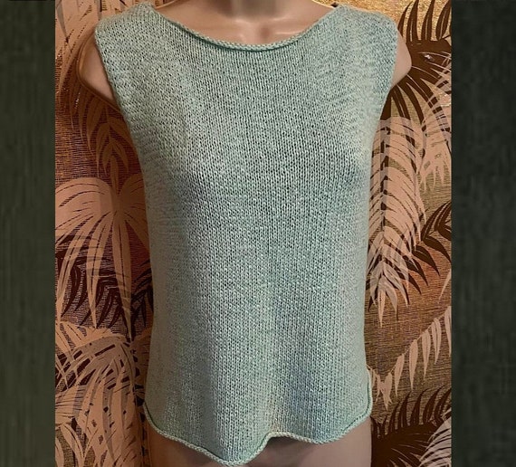 Vtge Eileen Fisher Cotton Knit Sleeveless Shell T… - image 1