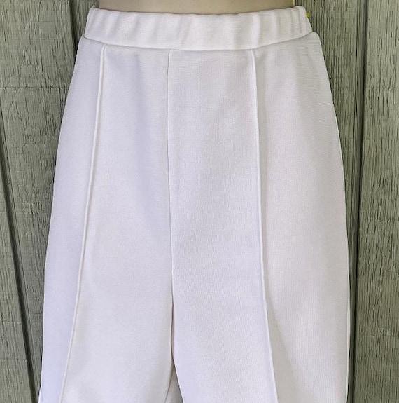 60s Polyester Stretch Waist White Shorts / Size M… - image 2