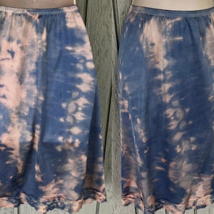 Upcycled Tie Dyed Skirt Slip in blue and Pink 26&quot; 27&quot; 28&quot; Waist ~ ooak Zero Waste recycled vintage half slip